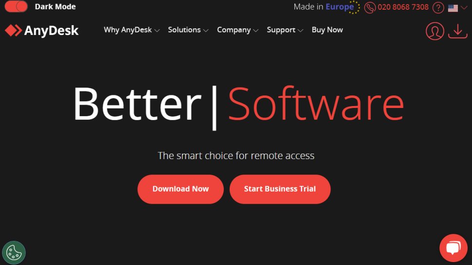 Website screenshot for AnyDesk