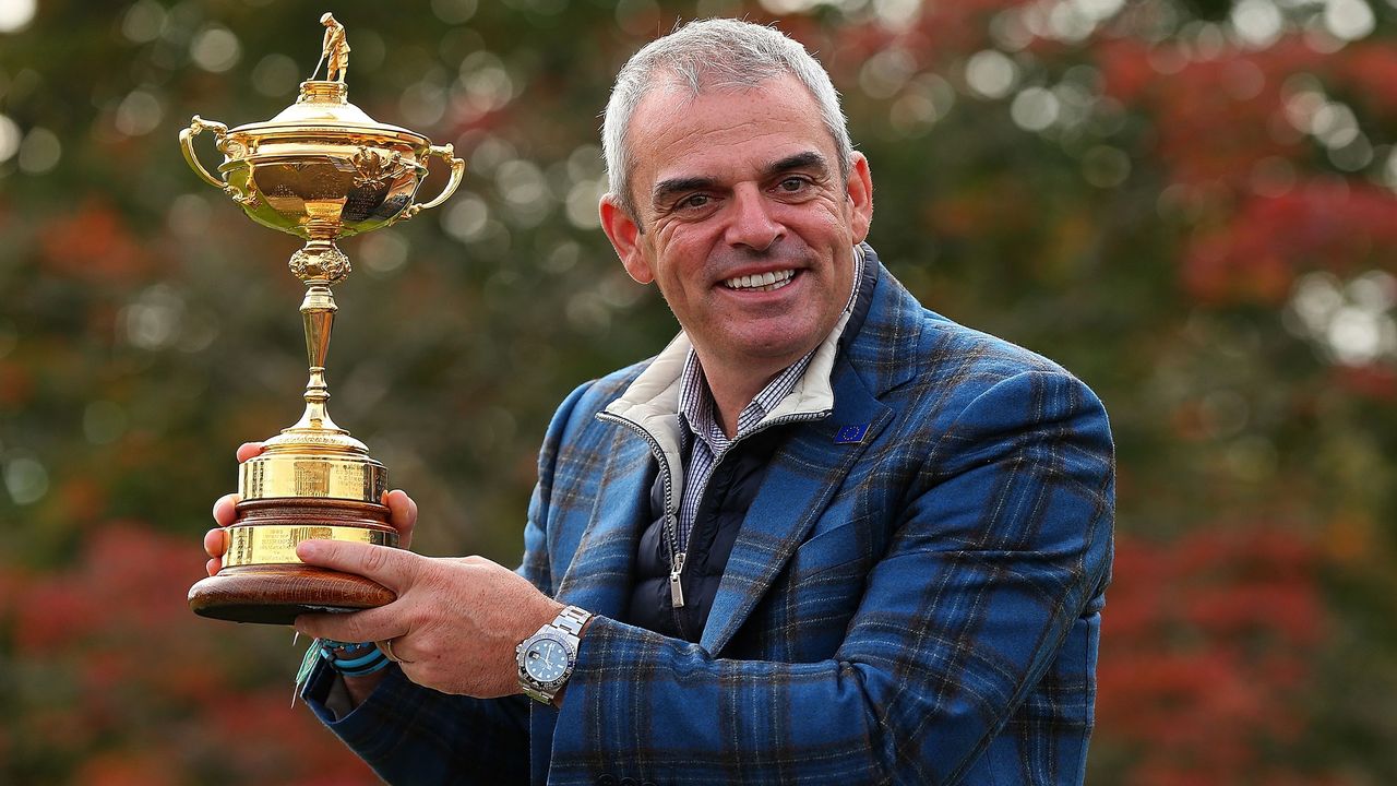 Paul McGinley with the Ryder Cup as winning captain in 2014