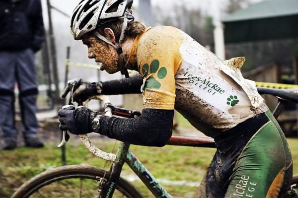 Eric Thompson (Lees-McRae College) runs a slick off camber section.