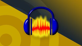 The logo for the best free audio editor, Audacity, against a two tone techradar background