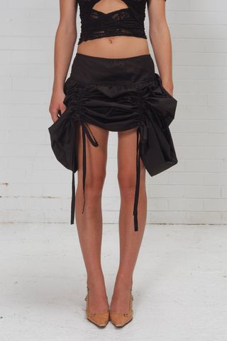 Black Gather Skirt