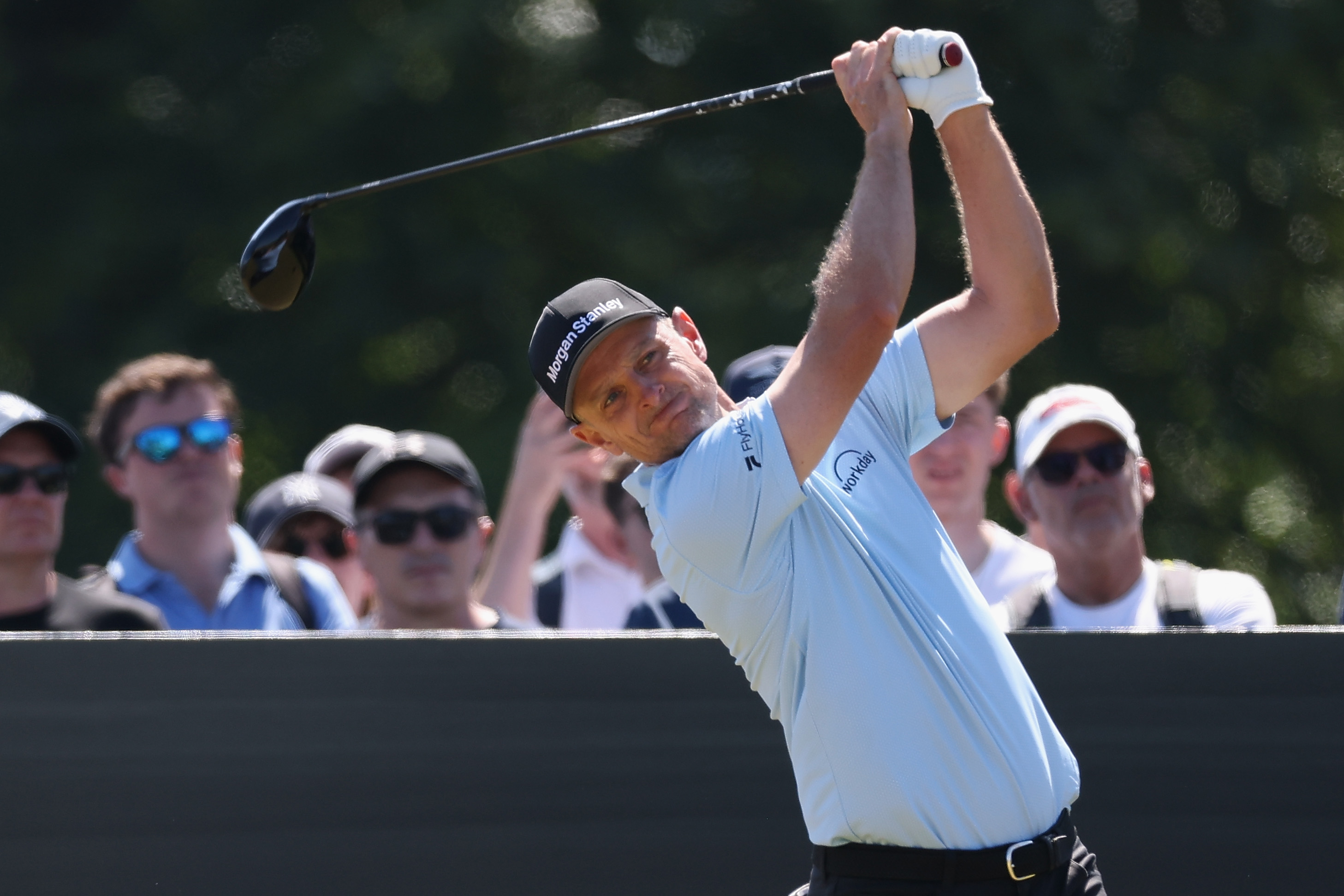 Justin Rose hits a driver off the tee