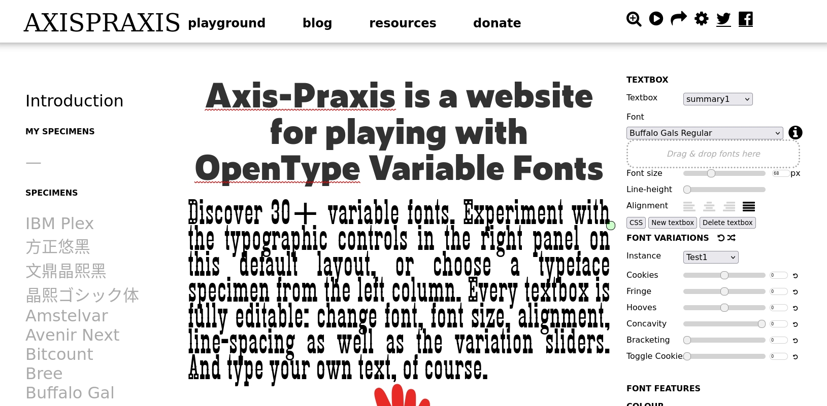 An editable website with interesting fonts