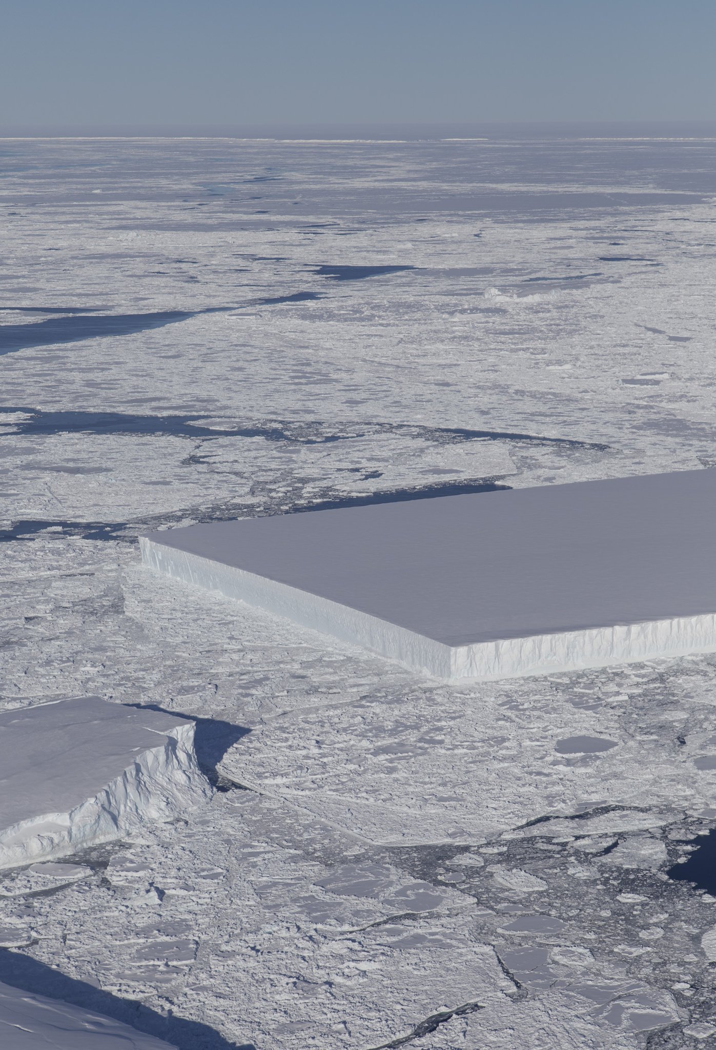 NASA&#039;s IceBridge project captured this view of a strange rectangular-shaped iceberg in Antarctica in October 2018.