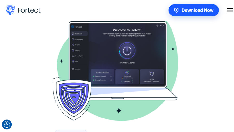 Fortect website screenshot (February 2026)
