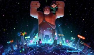 Ralph Breaks The Internet: Wreck-It Ralph 2 Ralph and Vanellope tower over the net