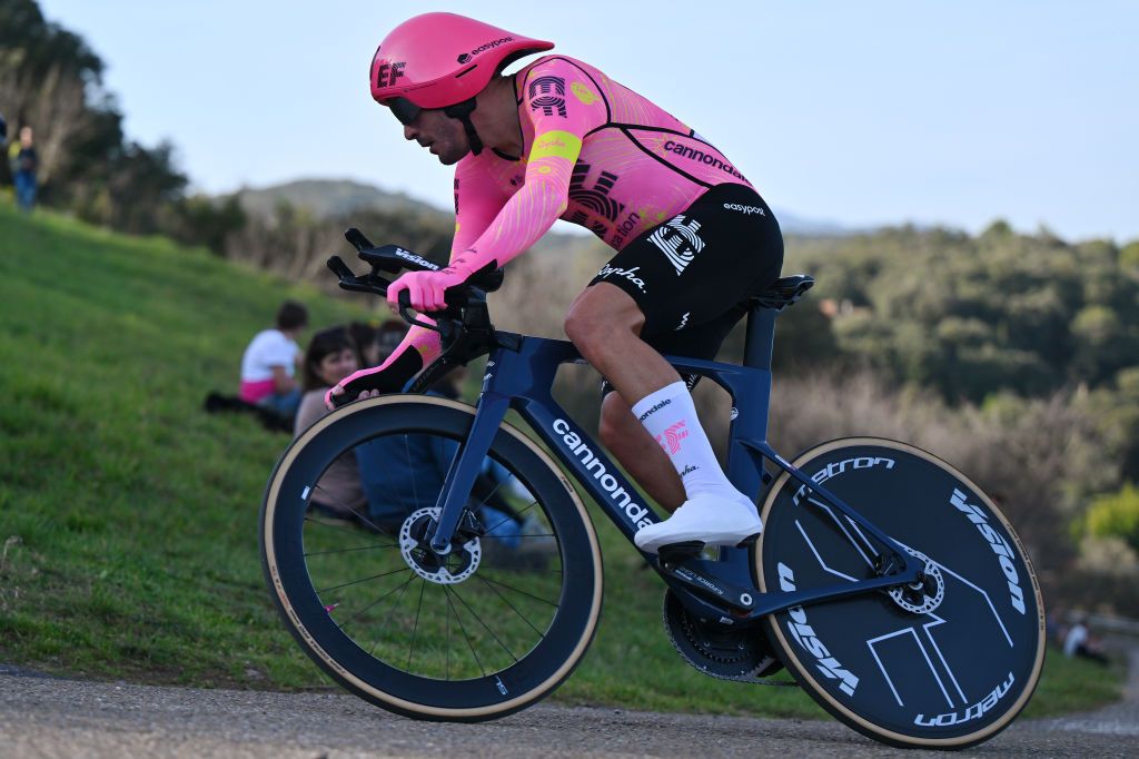 Alberto Bettiol in action in the Etoile de Besseges time trial