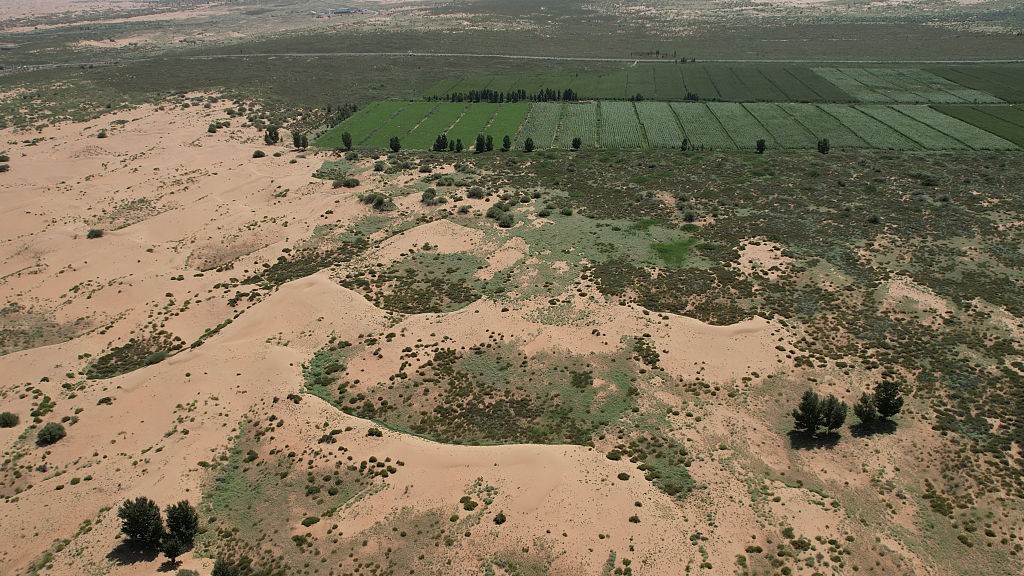 Aerial view of China&#039;s Great Green Wall.