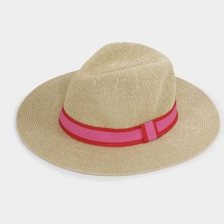 pink ribbon trimmed hat