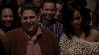 Jonah Hill, Rihanna and more listen to Craig Robinson sing in This is the End.