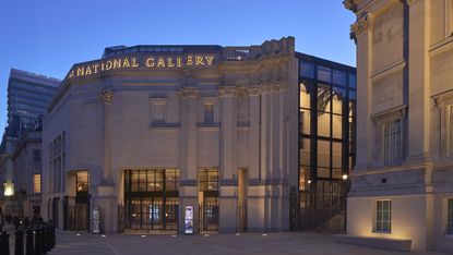The National Gallery Sainsbury wing, London. View of the Main Stair with the Rotunda and Jubilee Walk