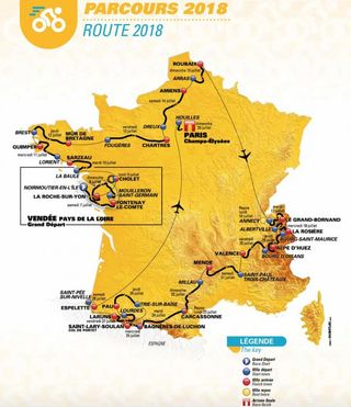 The 2018 Tour de France route map