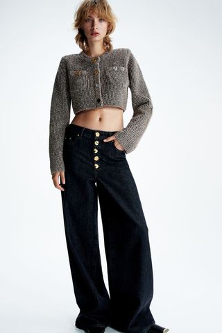 Cropped Glittery Cardigan