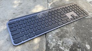 The Logitech MX Keys S keyboard seen from above at an angle.