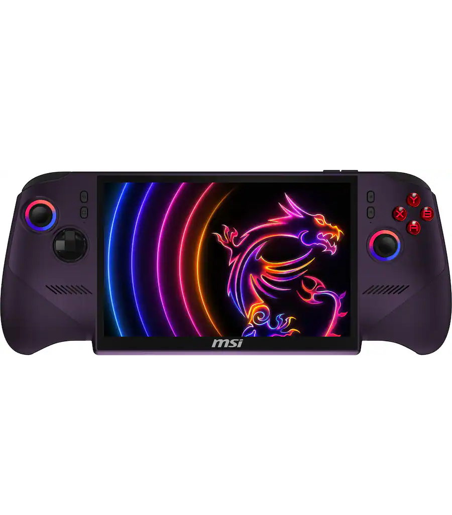 Product image of the MSI Claw 8 EX AI+ gaming handheld PC.