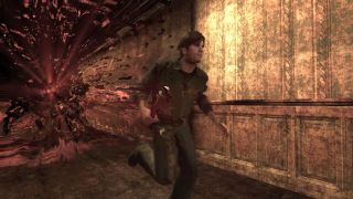 Murphy runs away from a strange presence in the speed sections of Silent Hill: Downpour