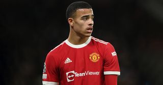 Manchester United forward Mason Greenwood during a Champions League match against Young Boys in 2021.