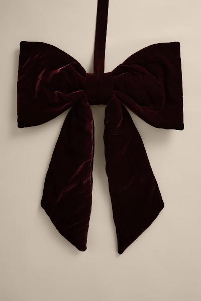M&amp;amp;S Velvet Hanging Bow Decoration Brown