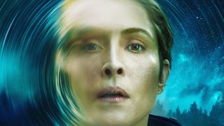 Noomi Rapace as Jo against a swirly blue background in Constellation