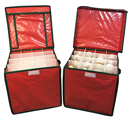 Selections Christmas Bauble Decorations Storage Box Bag With Adjustable Dividers 64 Compartments - Pack of 2