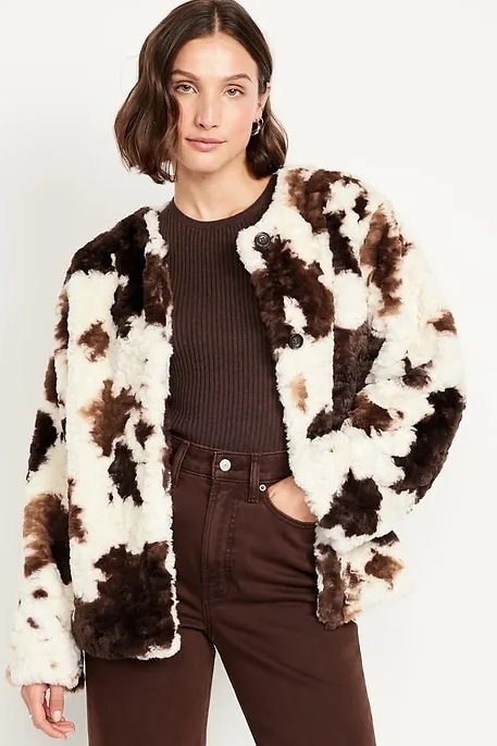 Old Navy, Printed Faux-Fur Jacket