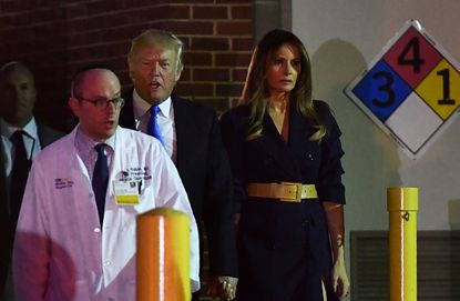 Donald and Melania Trump leave the hospital after visiting Steve Scalise.