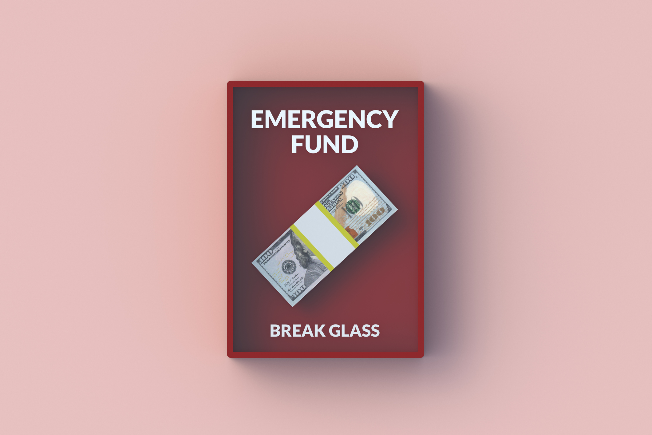 Emergency fund word on red box with dollar banknotes.