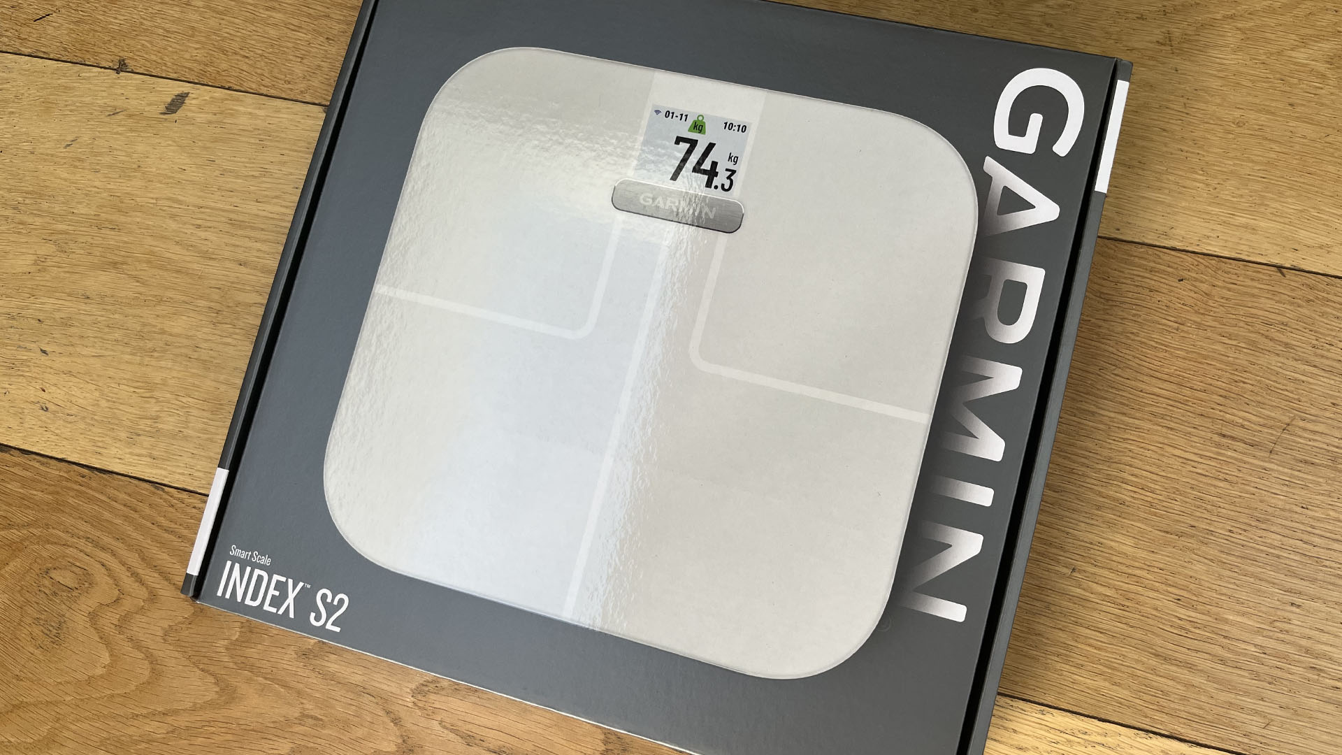 Garmin Index S2 smart scale being tested by Live Science contributor Maddy Bidulph