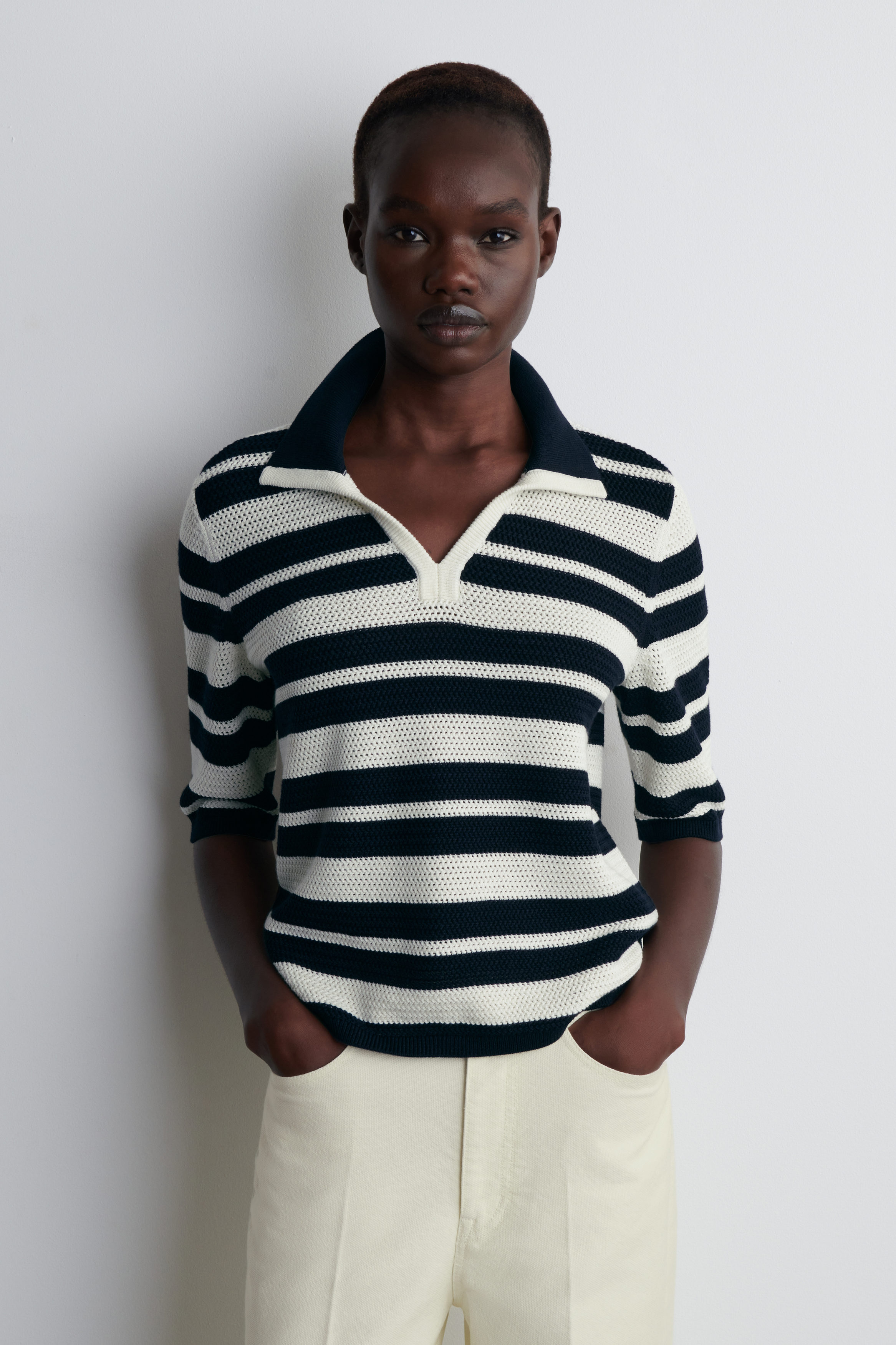Open-Knit Polo Shirt