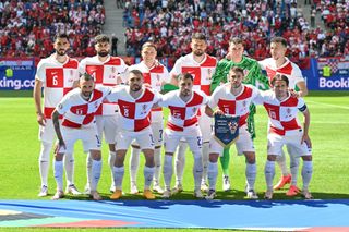 Croatia Euro 2024 squad Players of Croatia pose for a team photograph prior to the UEFA EURO 2024 group stage match between Croatia and Albania at Volksparkstadion on June 19, 2024 in Hamburg, Germany. (Photo by Dan Mullan/Getty Images)