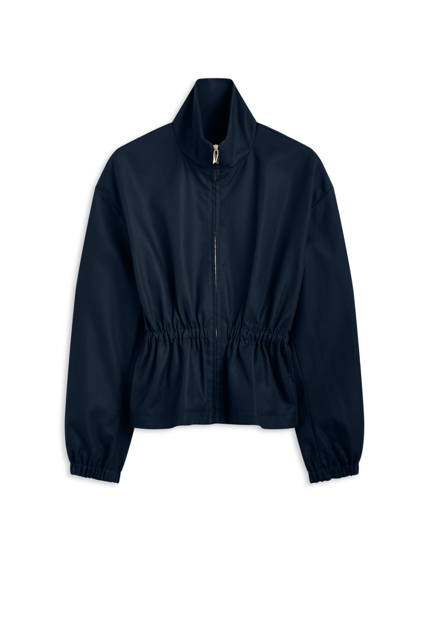 Double Cotton Funnel Neck Jacket - Navy