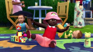 The Sims 4 - Three babies sit on the ground together playing