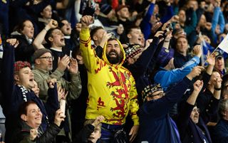 Scotland fans celebrate at full time during a UEFA Euro 2024 Qualifier between Scotland and Norway at Hampden Park, on November 19, 2023, in Glasgow, Scotland. (Photo by Craig Foy/SNS Group via Getty Images)