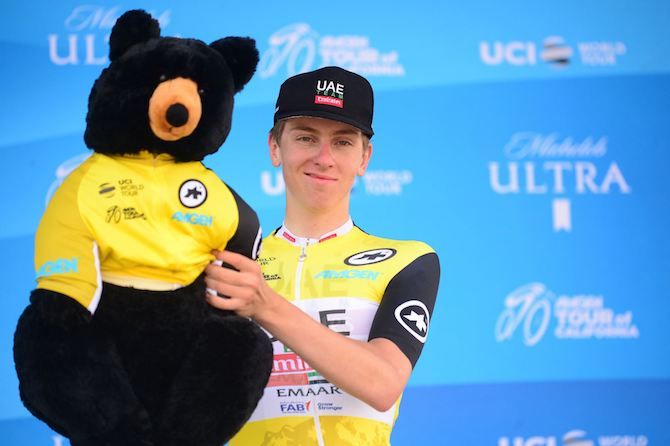 Grin and bear it: Tadej Pogacar (UAE Team Emirates) takes the overall title at the 2019 Tour of California