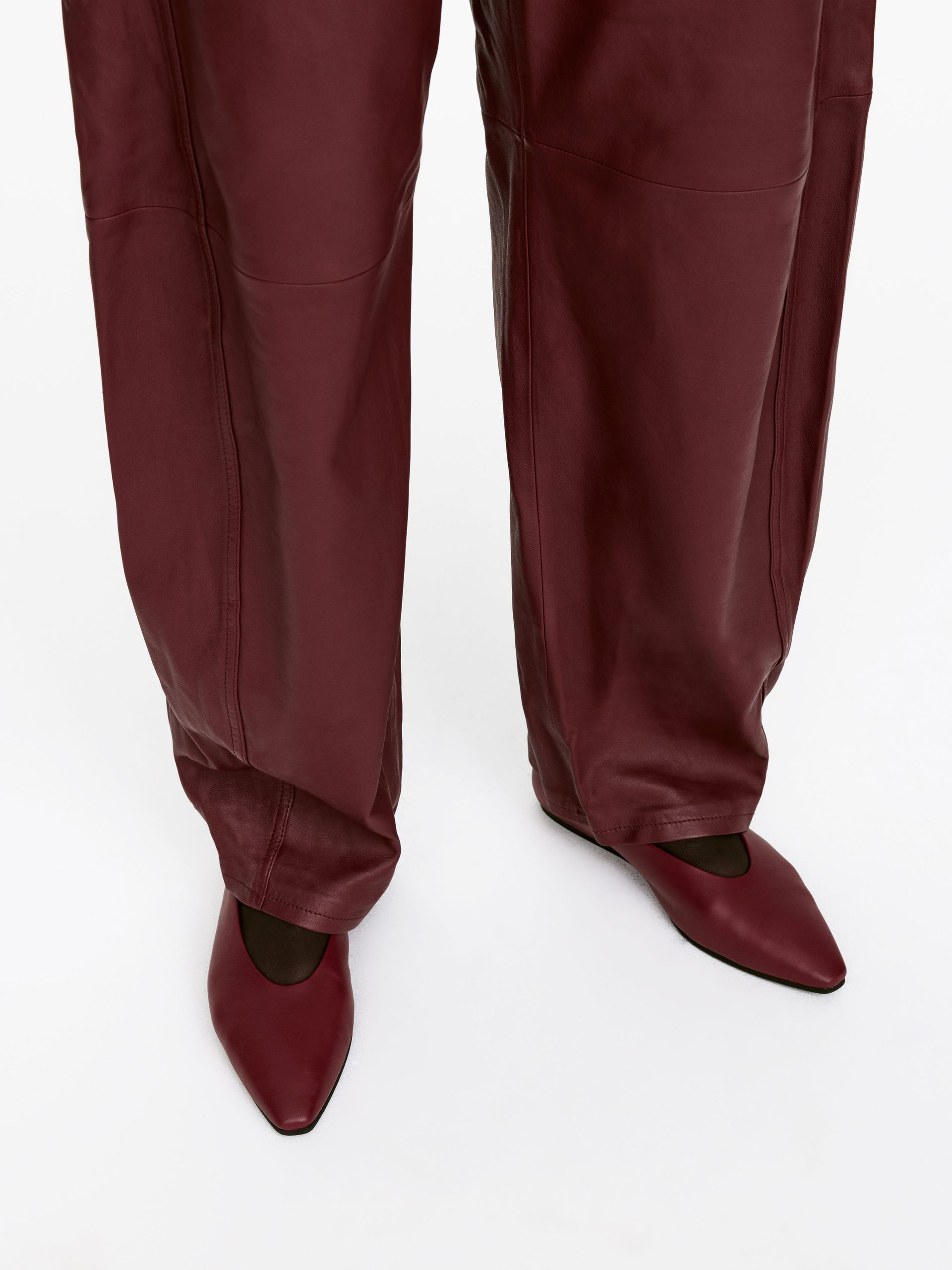 Pointy Leather Flats – Burgundy – Women – Arket Gb