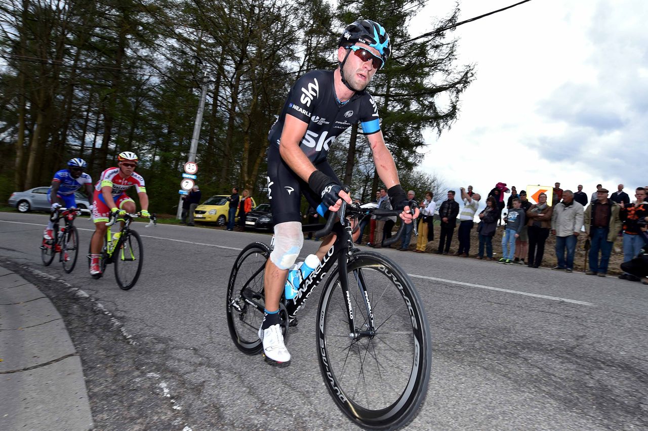 Nathan Earle (Team Sky) with bandages from last week's Amstel Gold Race