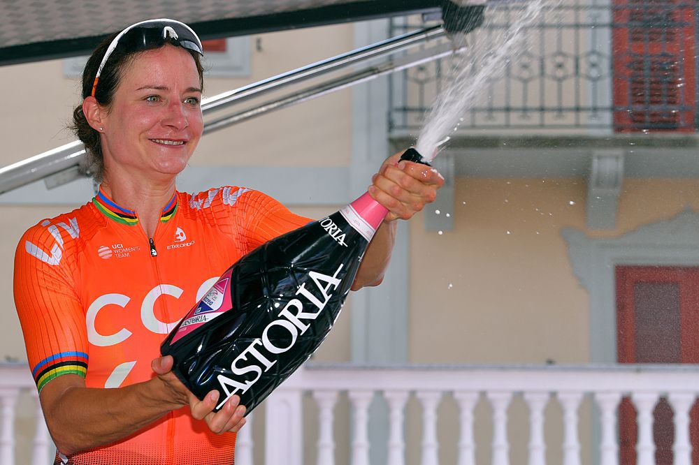 Marianne Vos (CCC-Liv) celebrates winning stage 2 at the Giro Rosa