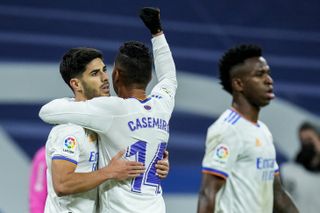 Marco Asensio celebrates after scoring for Real Madrid