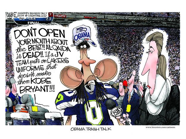 Obama cartoon Richard Sherman