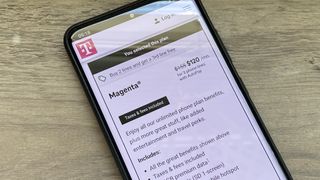 T-Mobile Magenta plan information on an S20+
