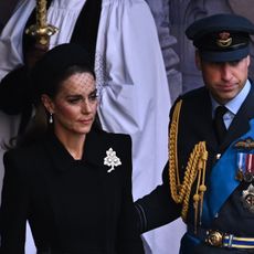Catherine, Princess of Wales and Prince William, Prince of Wales leave after a service for the reception of Queen Elizabeth II's coffin at Westminster Hall, on September 14, 2022 in London, United Kingdom. Queen Elizabeth II's coffin is taken in procession on a Gun Carriage of The King's Troop Royal Horse Artillery from Buckingham Palace to Westminster Hall where she will lay in state until the early morning of her funeral. Queen Elizabeth II died at Balmoral Castle in Scotland on September 8, 2022, and is succeeded by her eldest son, King Charles III.