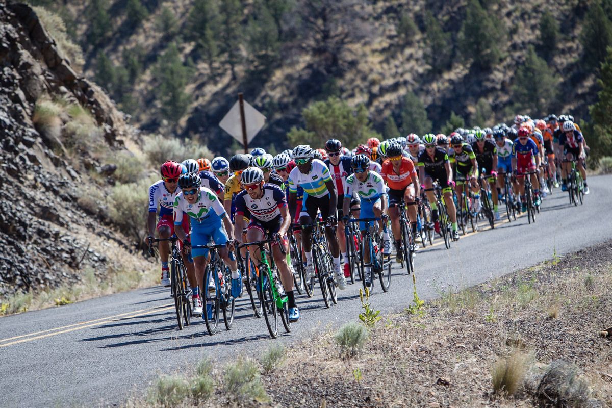 The peloton on the way up one of todays KOMs