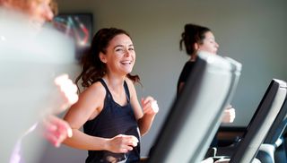 Woman running on treadmill