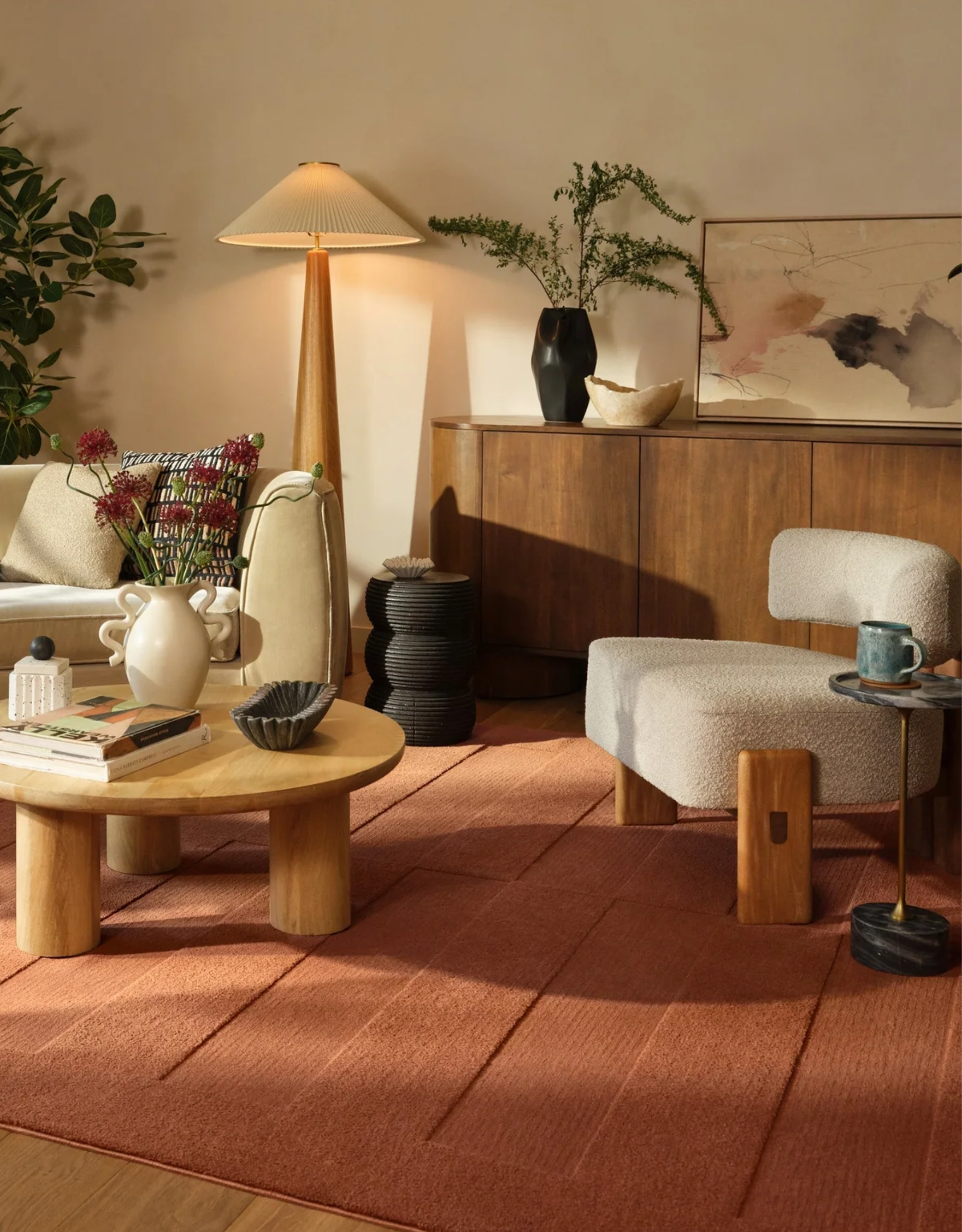 A terracotta plush rug from Ruggable