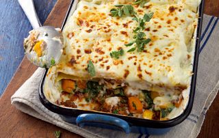 Quorn, squash and spinach lasagne