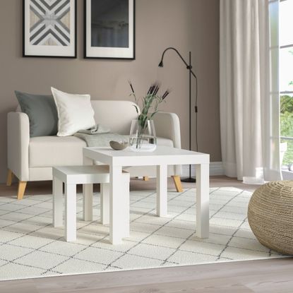 White side table in living room