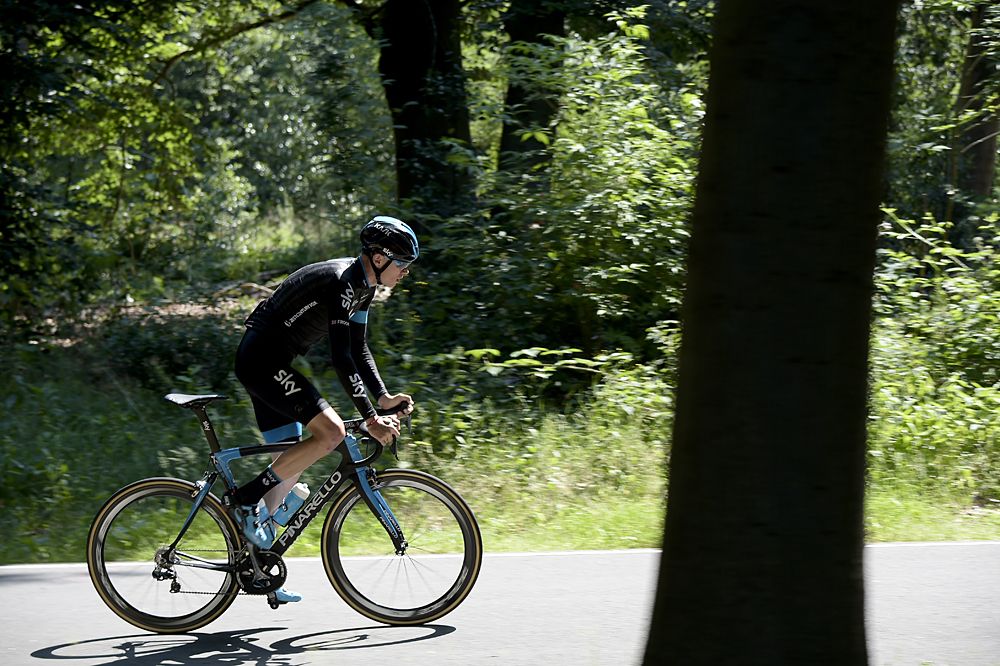 Chris Froome (Team Sky) out for a training ride in Utrecht ahead of the Tour de France start