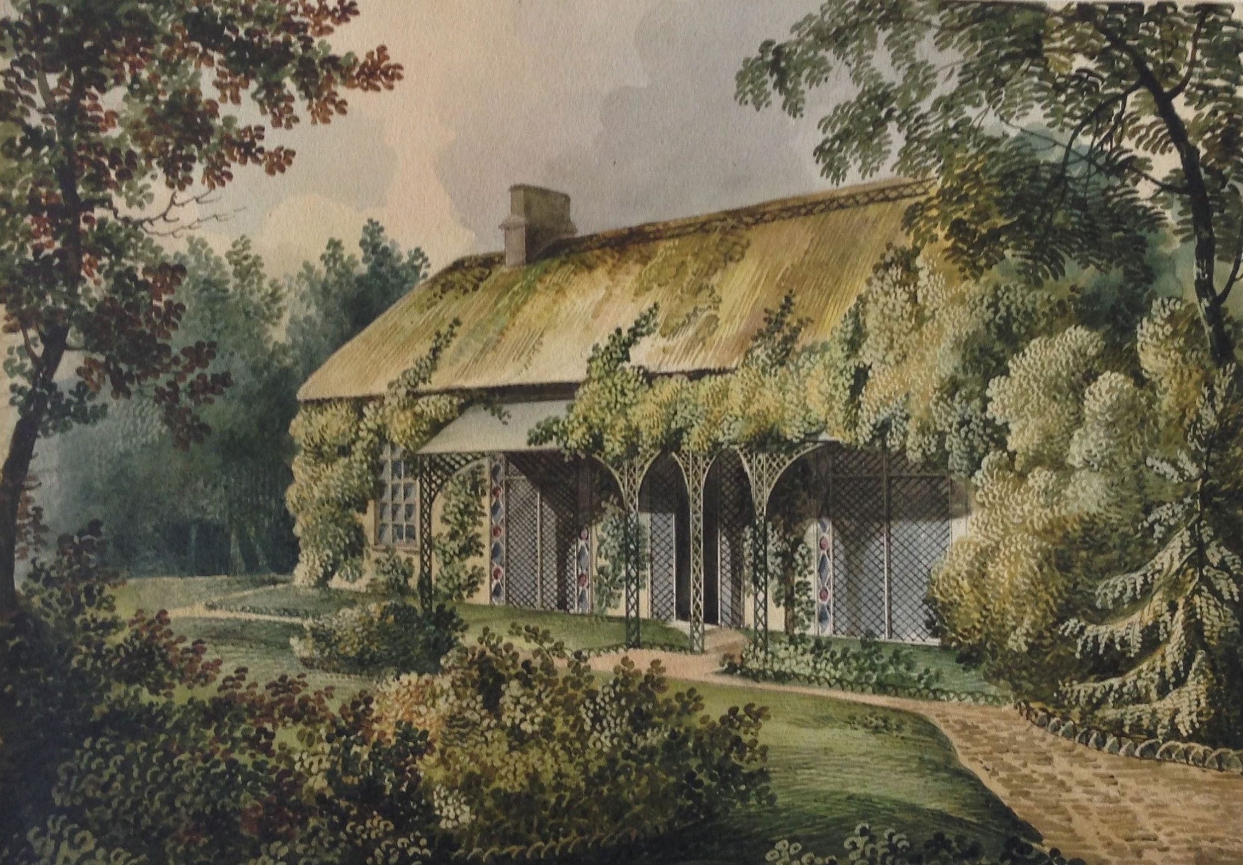 Dangan Cottage from a watercolour by George Miller (fl 1815-19).