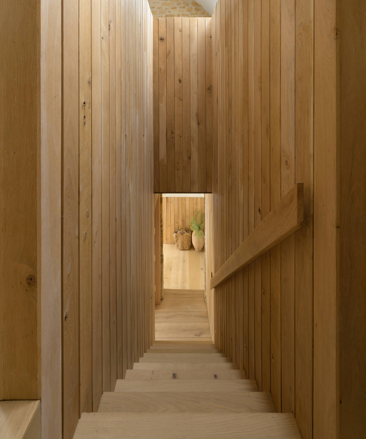 Top of wooden staircase