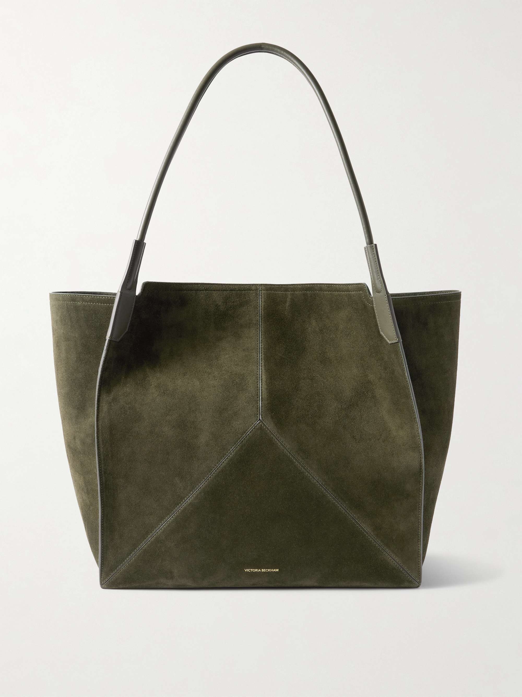 Victoria Large Leather-Trimmed Paneled Suede Tote